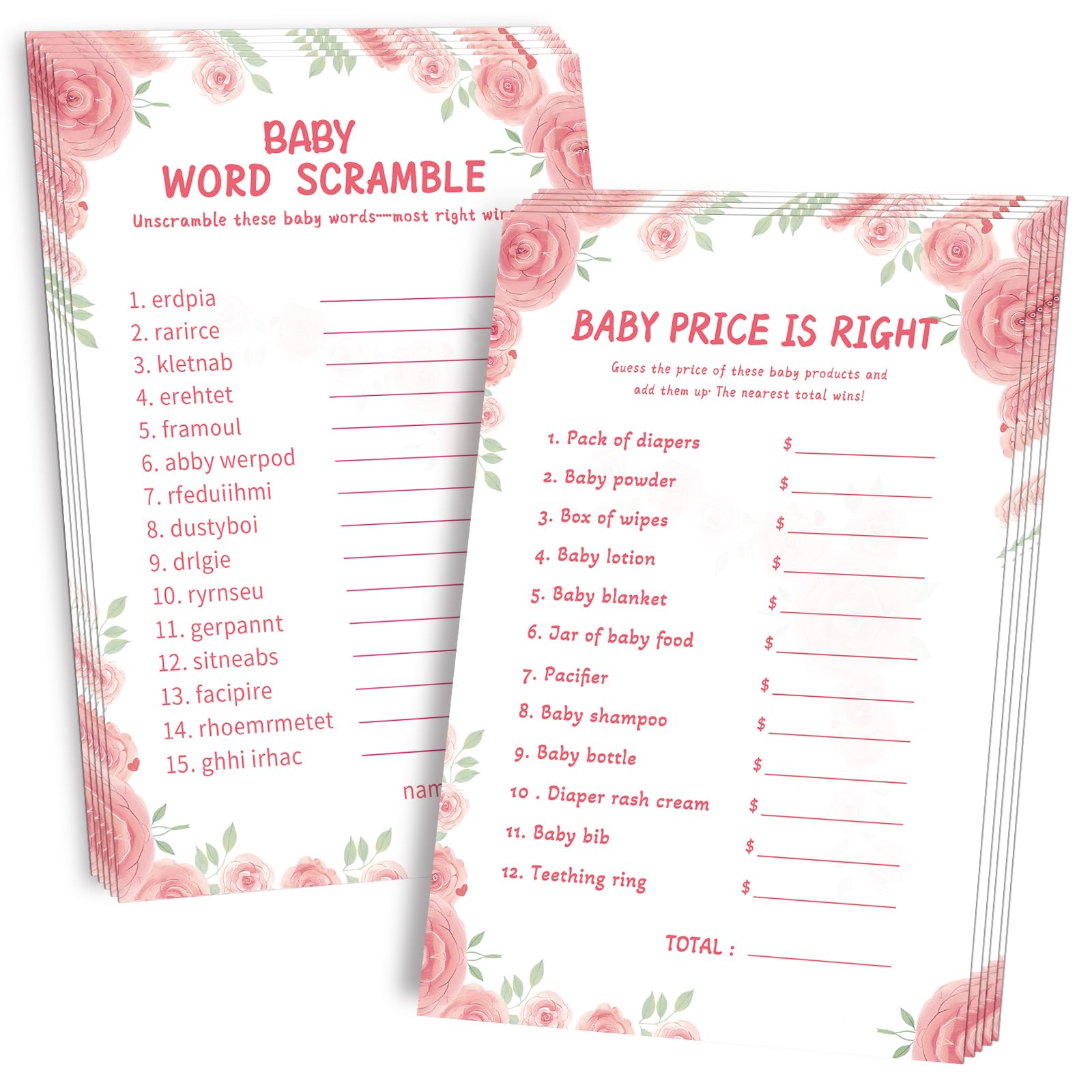 Buy Baby Shower Games for Girl2 Games(50 of Each),Baby Shower Word