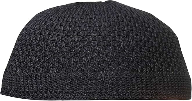 TheKufi® Plain Black Open-Weave Nylon Large Stretchy Kufi Hat