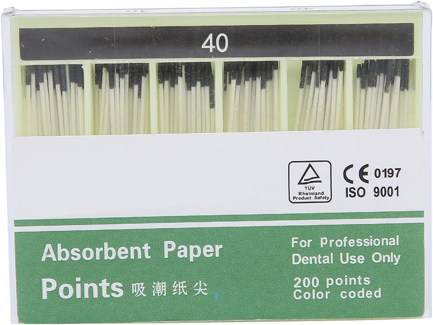 Yinhing 200pcs Absorbent Paper Points Endodontic, Absorbent Paper Points Tool, Blue/Green/Black/Color Mixing Tapper, Mixed Sizes (Black)