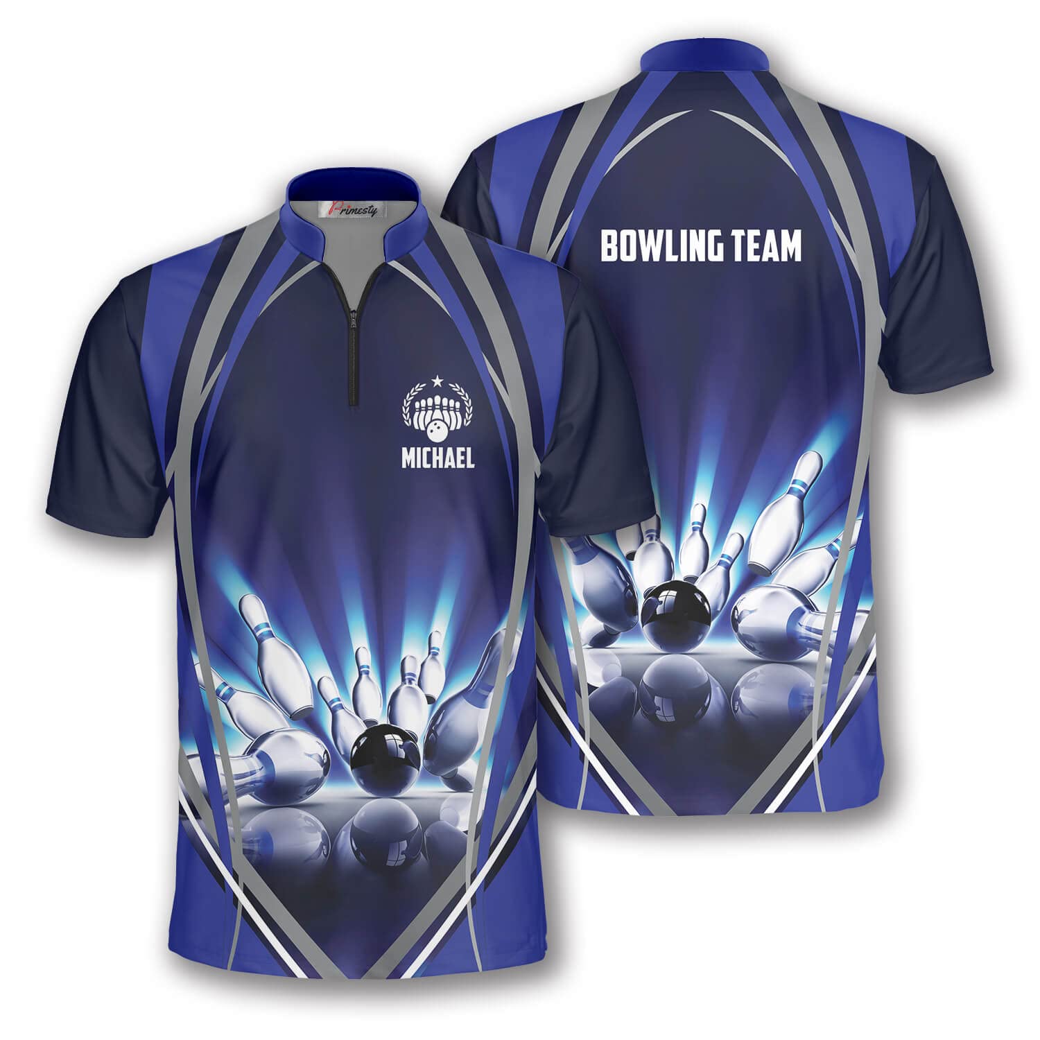 PRIMESTY Custom Men's Bowling Sublimation Printed Jerseys, Lightweight & Quick-Dry Material, Size S-5XL