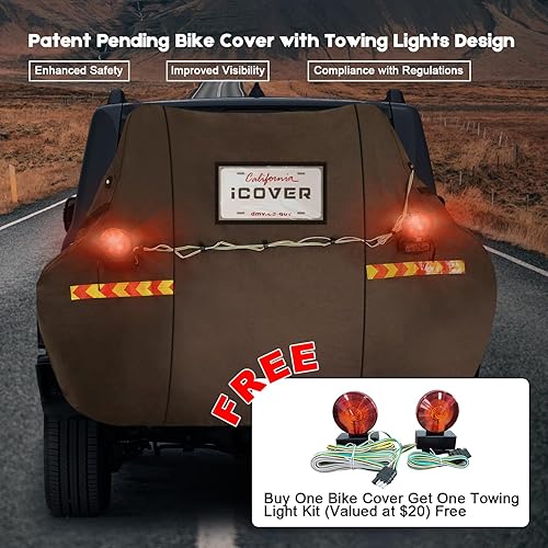 Miniatura 4 de iCOVER - Funda para bicicleta para transporte, cubierta de bicicleta 800D resistente al agua Ripstop para 3-4 bicicletas en el estante, cubierta de