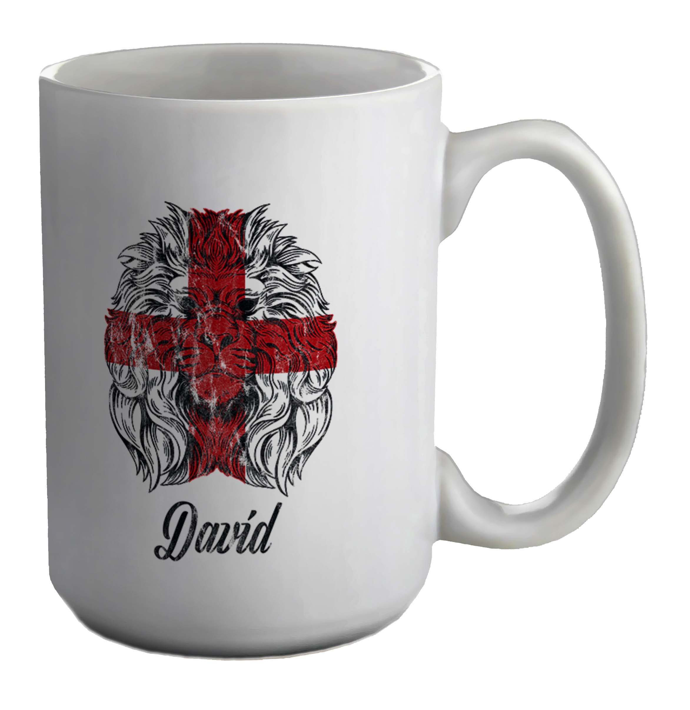Shopagift Personalised England Football Lions Mug White 15oz Large Soccer World Cup Footy Gift