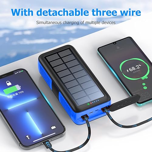 Miniatura 2 de Cargador solar de 63200 mAh, cargador portátil con dos salidas y entradas duales 4 linternas LED, batería de carga rápida para equipo de