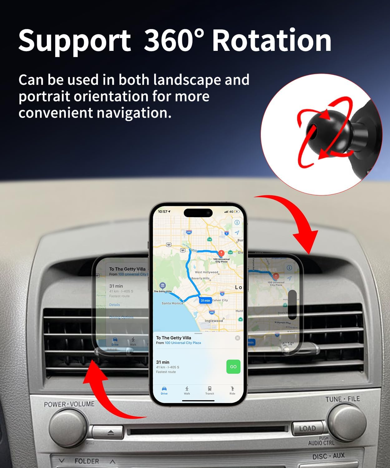 Car Phone Holder for Toyota Camry 2007 2008 2009 2010 2011 Auto Accessories, Cell Phone Mount Compatible with MagSafe, 360° Rotation, Hands Free Not Affect Air Vent