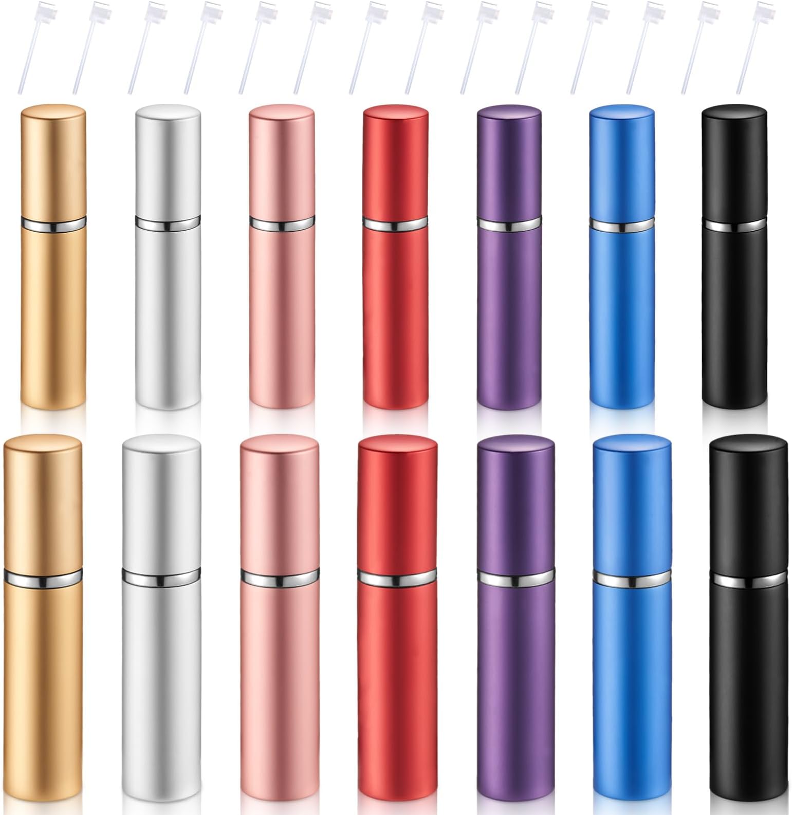 Boao 14 Pcs 5 ml 10 ml Perfume Travel Refillable Atomizer Multicolor Mini Perfume Spray Bottle Portable with Refill Pump Fragrance Sample Dispenser Transfer Tool for Outgoing Traveling