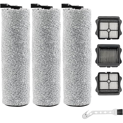 iFloor 3/Floor One S3 Roller Brush Replacement Fit for Tineco,3 Brush Rollers and 3 HEPA Filters for Cordless Wet Dry Vacuum Cleaner, Vacuum Mop Replacement Parts Accessories