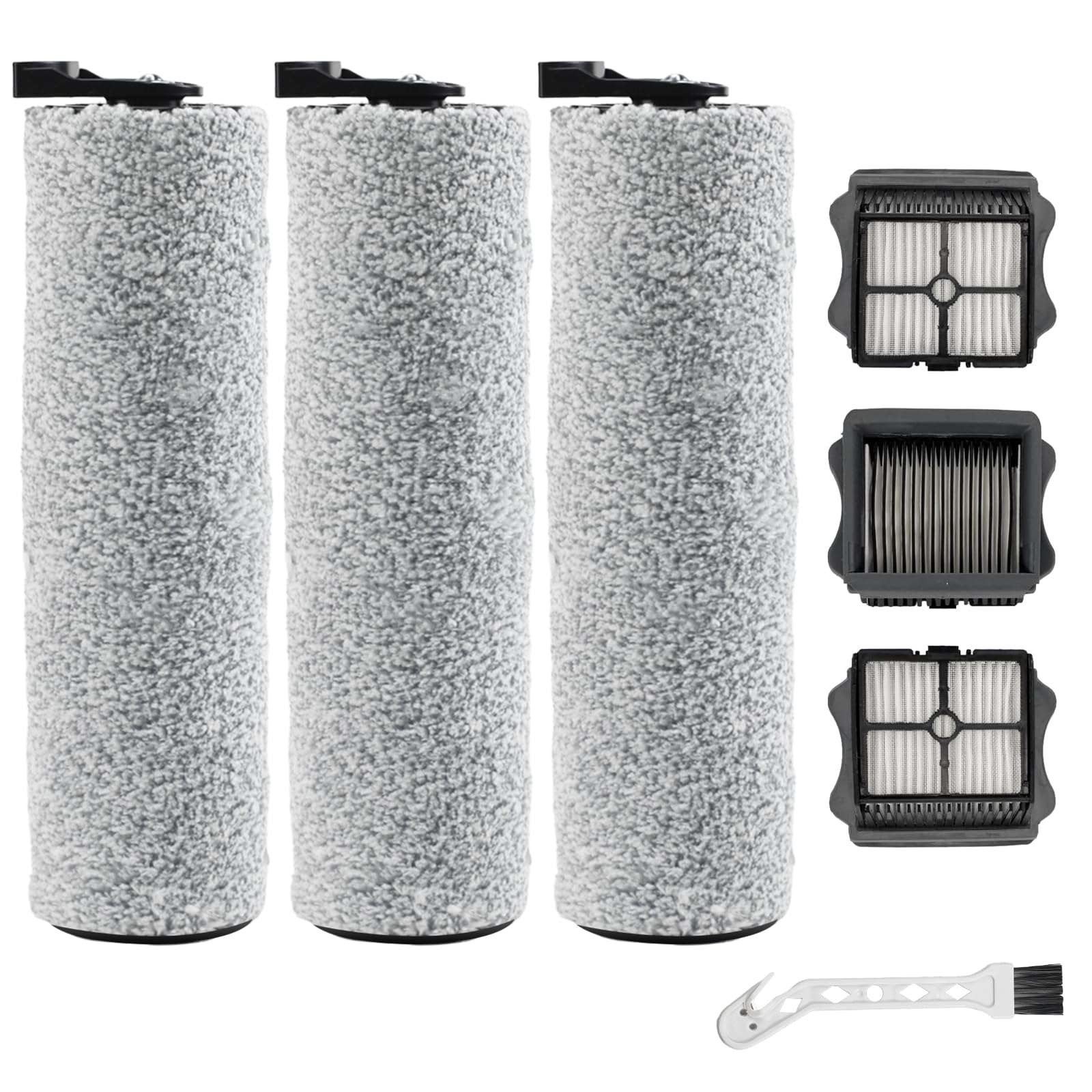 VacusMatrix iFloor 3/Floor One S3 Roller Brush Replacement Fit for Tineco,3 Brush Rollers and 3 HEPA Filters for Cordless Wet Dry Vacuum Cleaner, Vacuum Mop Replacement Parts Accessories - 2