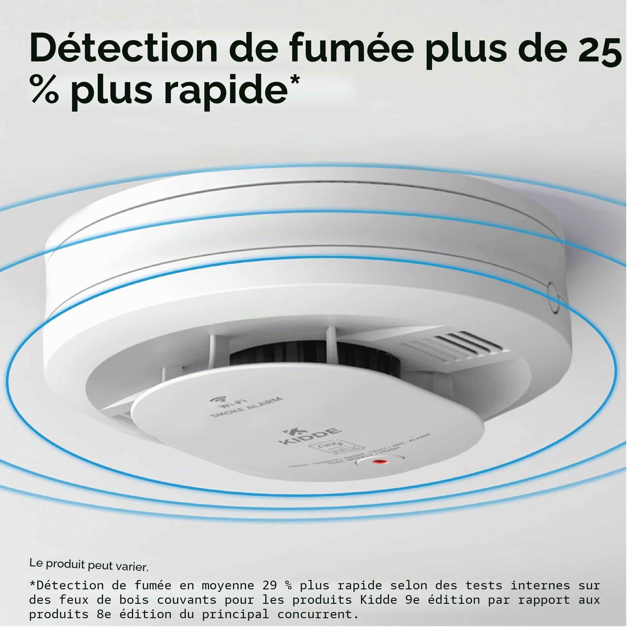 Kidde Détecteur de fumée Intelligent, Application Ring activée pour Les Notifications en Temps réel, interconnectivité sans Fil, alimenté par Pile AA