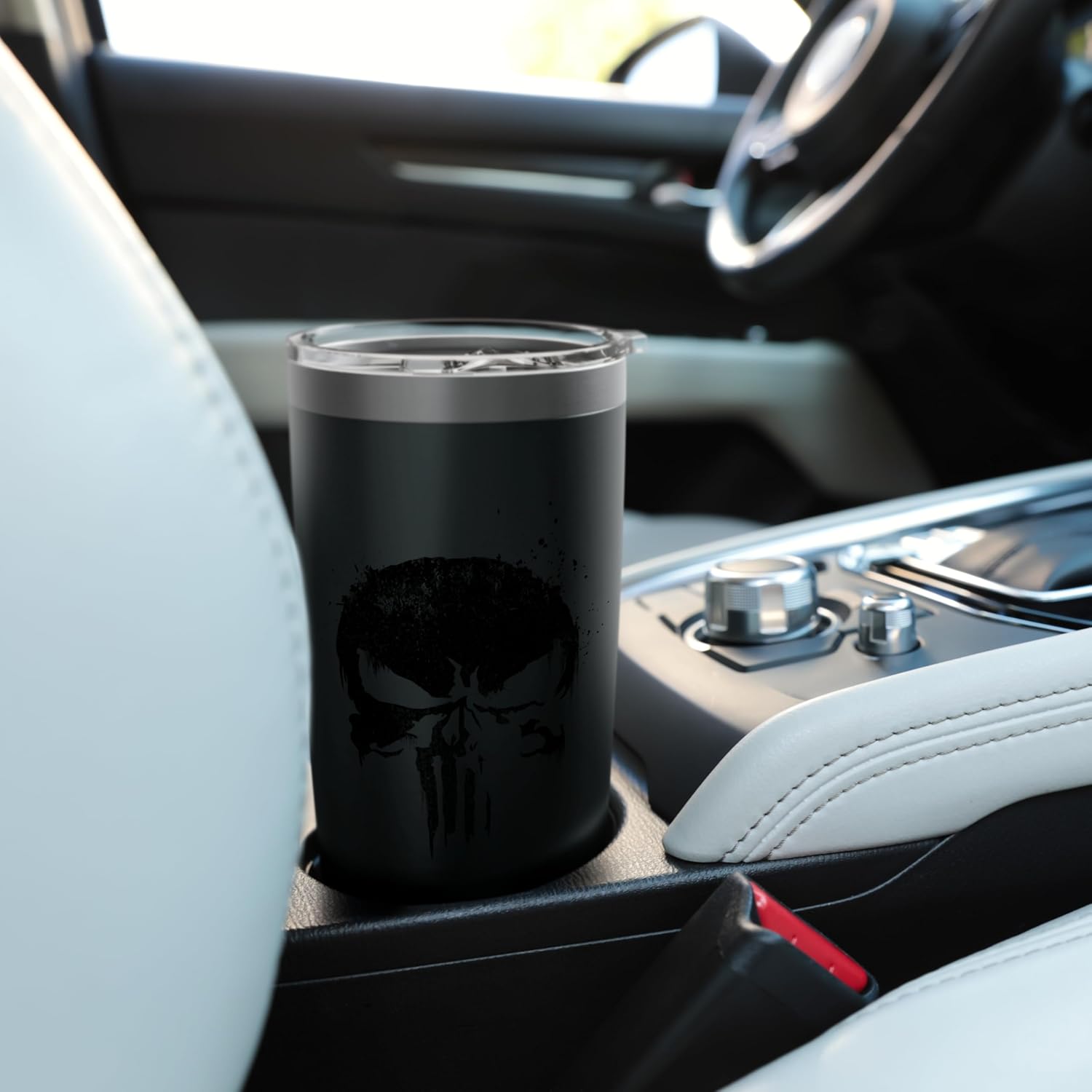 Marvel The Punisher Black Ink Splatter Skull Logo Stainless Steel Insulated Tumbler - Image 6