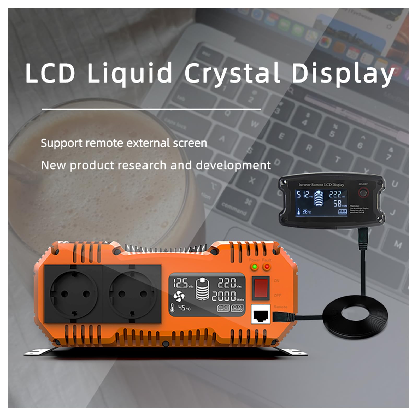 Inversor de Onda Sinusoidal Pura 6000W, Convertidor de 48V a 220V, Potencia Continua de 3000W, Enchufe EU con Pantalla LCD y Control Remoto, Ideal para el Hogar, Camping y Autocaravanas