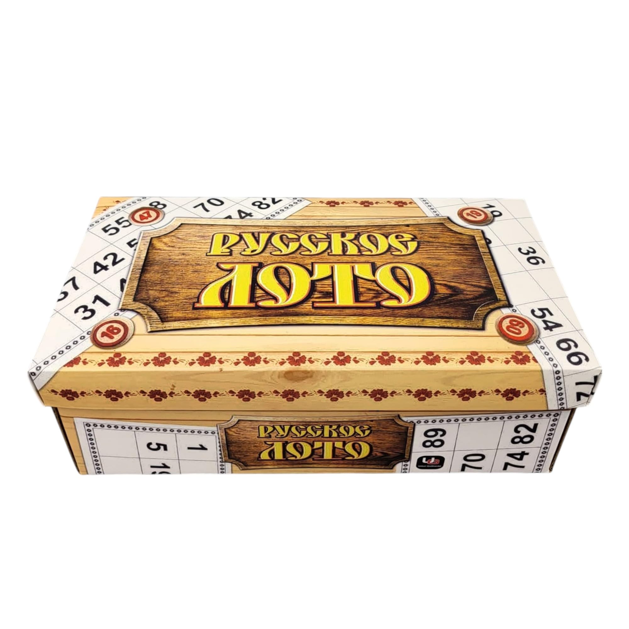 GMMH Bingo Set, Russisches Lotto, Spiel, Gesellschaftsspiel mit Holzfiguren (Kartonkiste, LN-30-9) Spieleabend, Party, Loto Bingospiel für Erwachsene