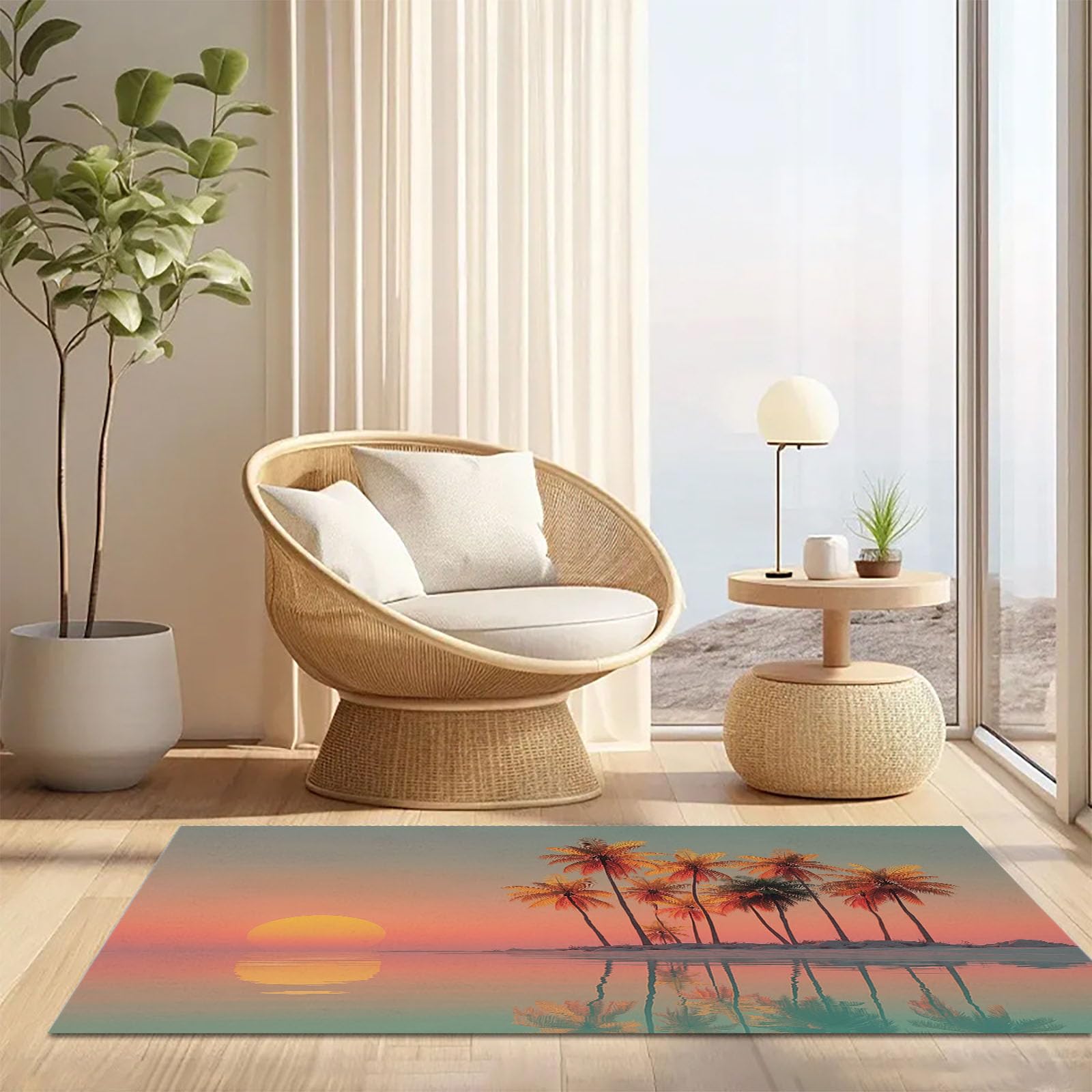 Tapis de sol style complexe hôtelier tropical pour entrée