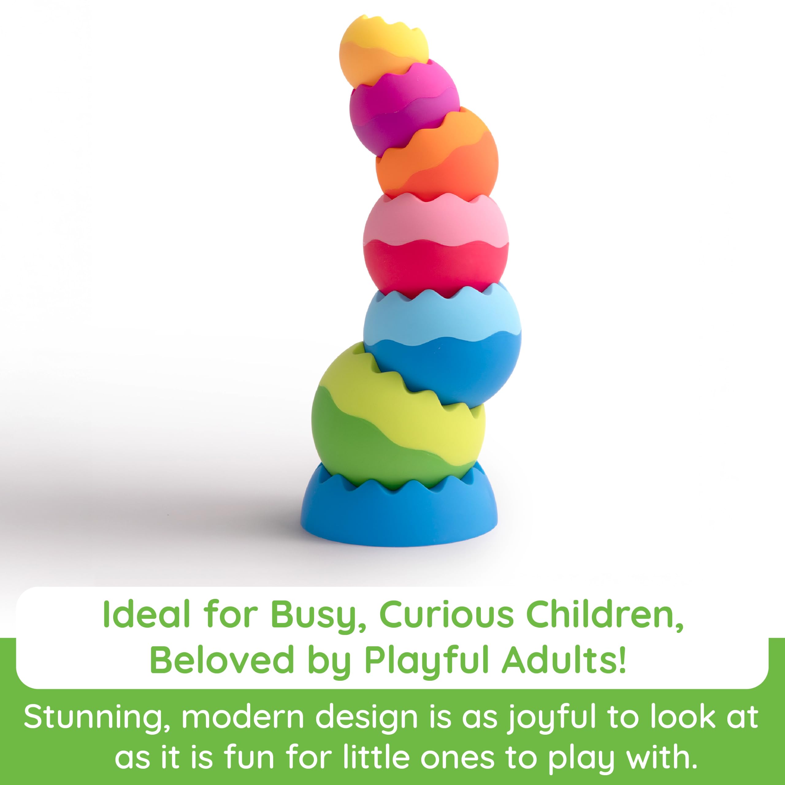 Fat Brain Tobbles Neo, Fat Brain Toys, Stacking Toys for Toddlers, Stacking Toy with Colours, Soft Surface for Sensory Development, Educational Toys for Boys and Girls Aged 6 Months and Older