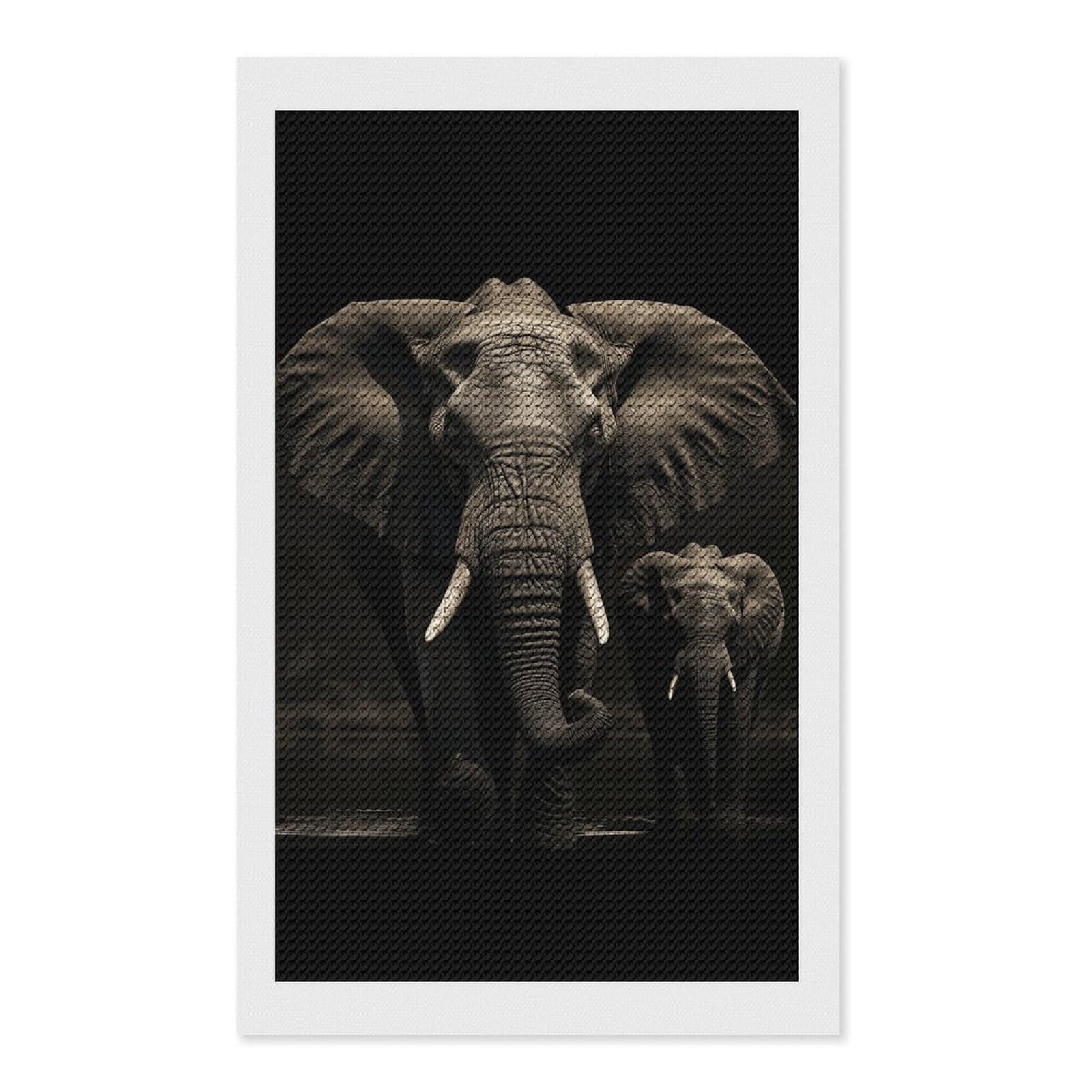 Elephant Black Diamond Art Kits for Adults, DIY 5D Diamonds Painting Kits for Beginner, Round Full Drill Diamond Dots Painting, Diamonds Pictures Gem Art and Crafts Wall Decor 12"x20"