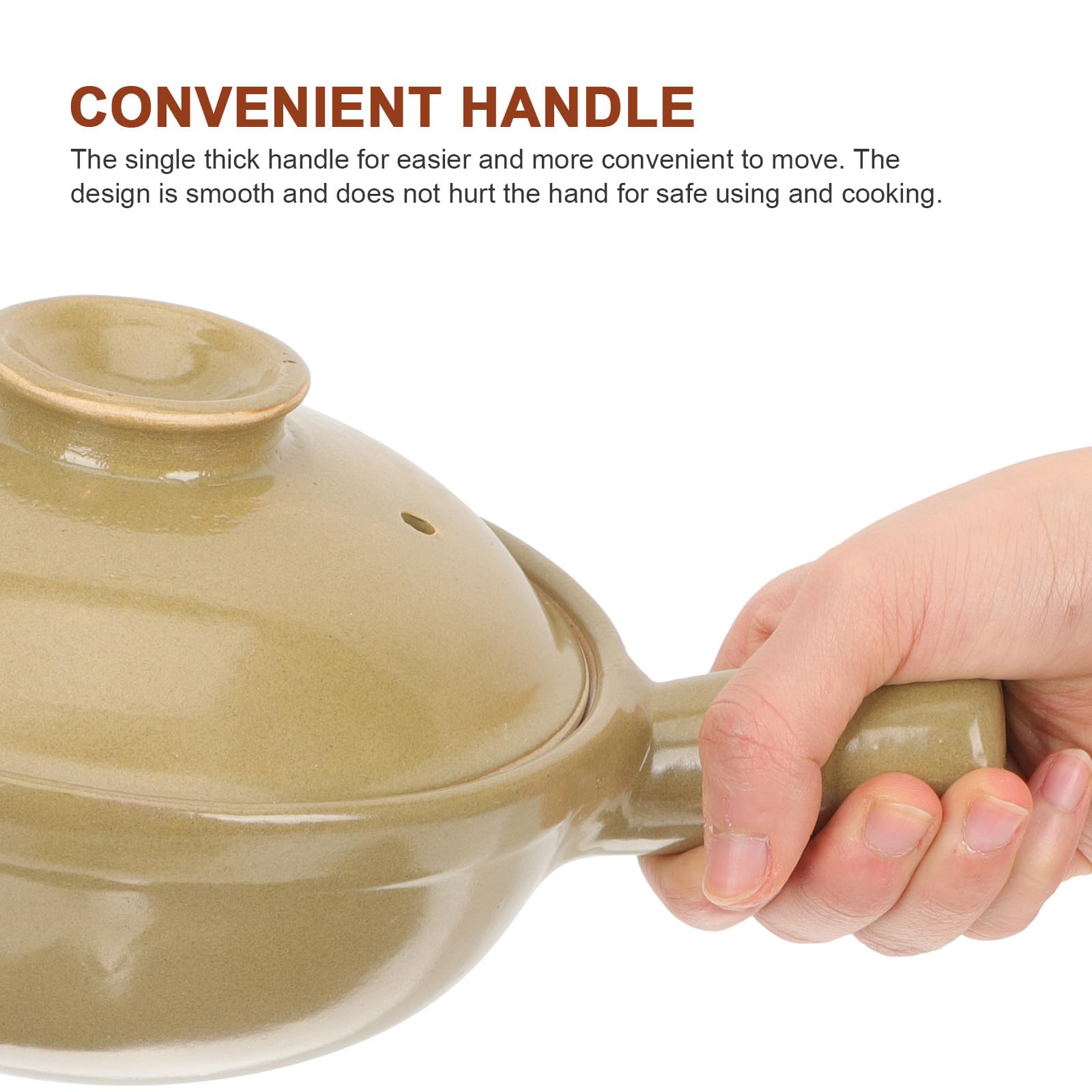 Pentola per Stufati Monouso 0, 5l in Argilla Cinese Manico Singolo | Facile da Pulire, Uso Sicuro, per Cucina Domestica, Adatta a Ricette di Riso, Noodles e Zuppa