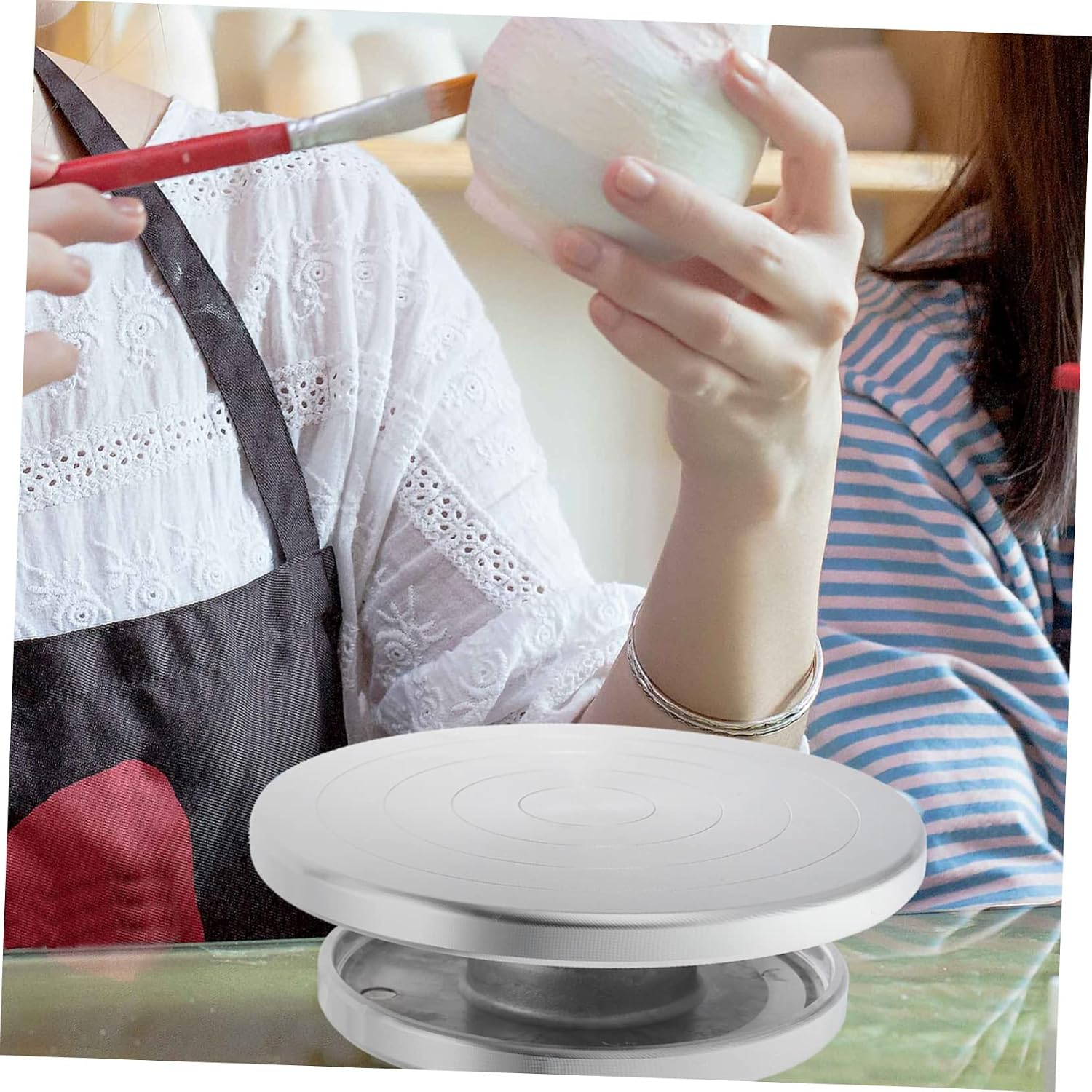 DOITOOL Pottery Turntable Aluminum Alloy Pottery Wheel Perfect for Clay Modeling Decorations