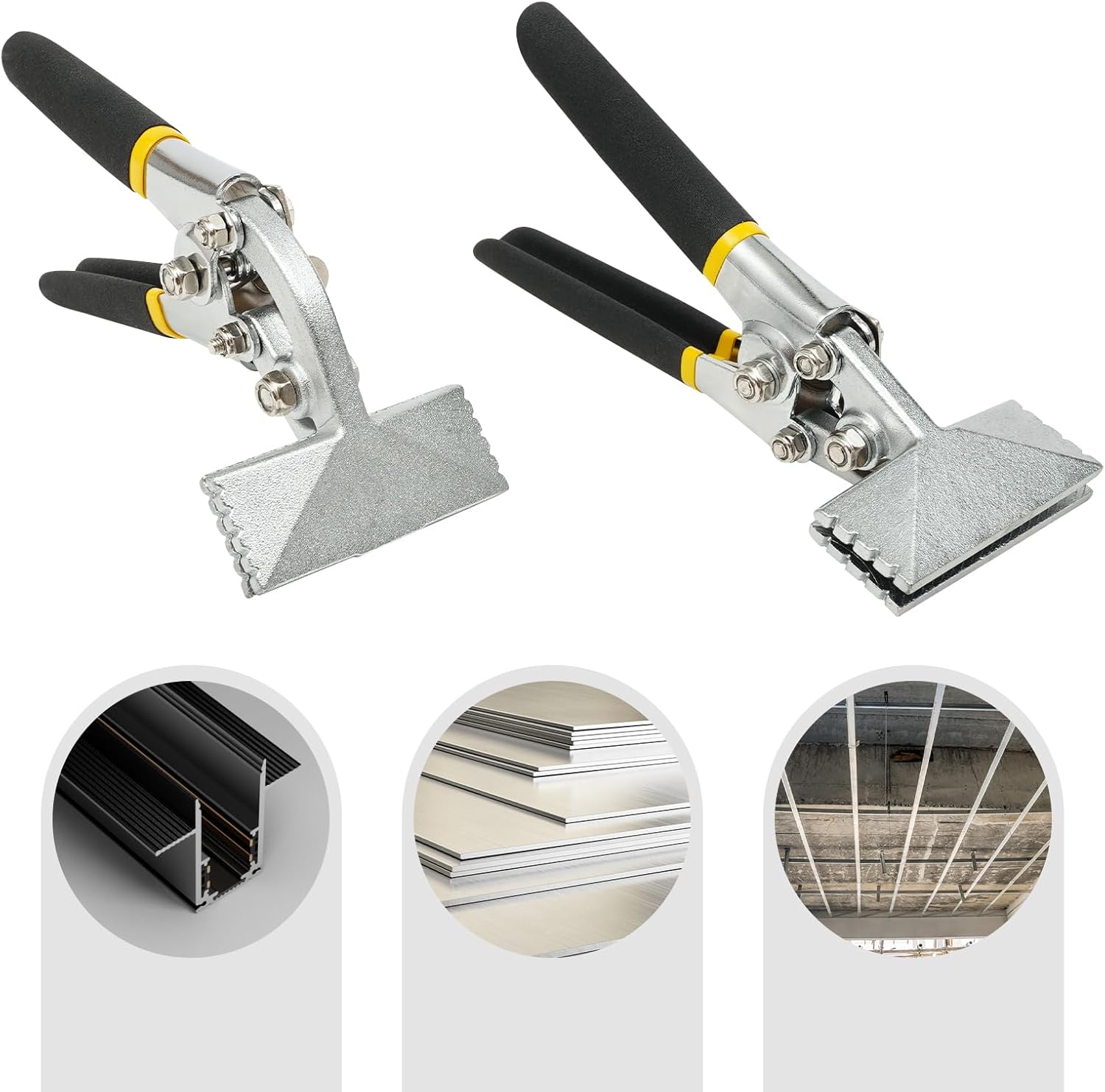 Sheet Metal Hand Seamers, Curved Jaw Offset Bending Tools, Straight Jaw Bender Pliers Set, Precision Duckbill Pliers and Sheet Metal Tongs for HVAC, Roofing, Workshop