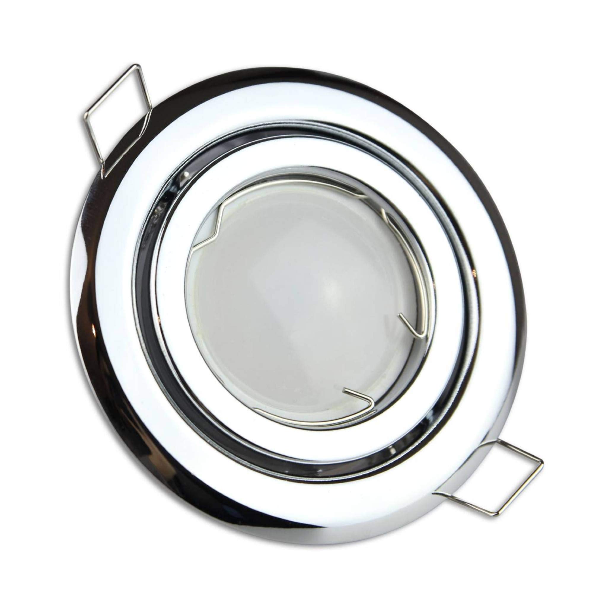 Juego de 6 focos LED empotrables cromados, 6,5 W, blanco cálido, superplano, 230 V, orientable y orificio de perforación de 80-85 mm, foco empotrable en el techo