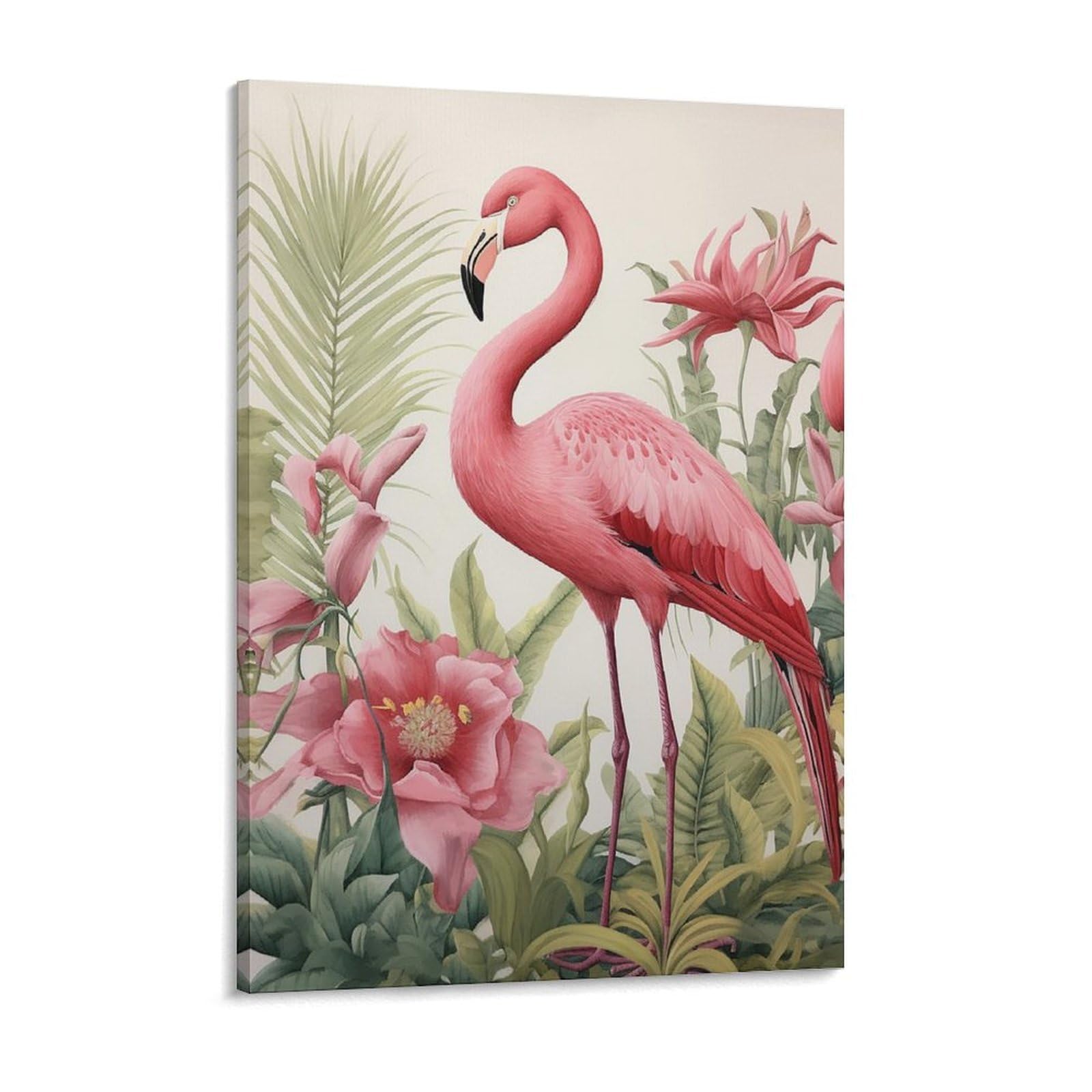 NTVOWPZO Flamingo And Leaves Canvas Wall Art for Bedroom 18x24inch Canvas Prints Artwork for Walls Modern Picture Artwork Painting for Living Room Aesthetic Wall Paintings for Bathroom Kitchen Office