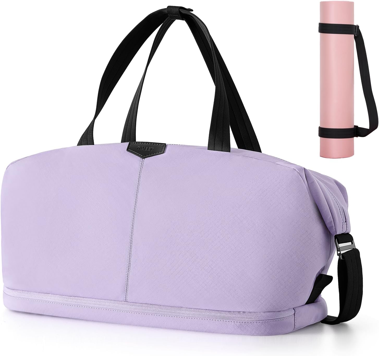 Timeet Expandable Gym Duffel Bag For Women with Yoga Mat Strap, 47L Sports Duffle Bag With Shoes Compartment&Dry Wet Pocket, Water Resistant Carry on Sports Weekend Travel Overnight Bag, Dreamy Purple