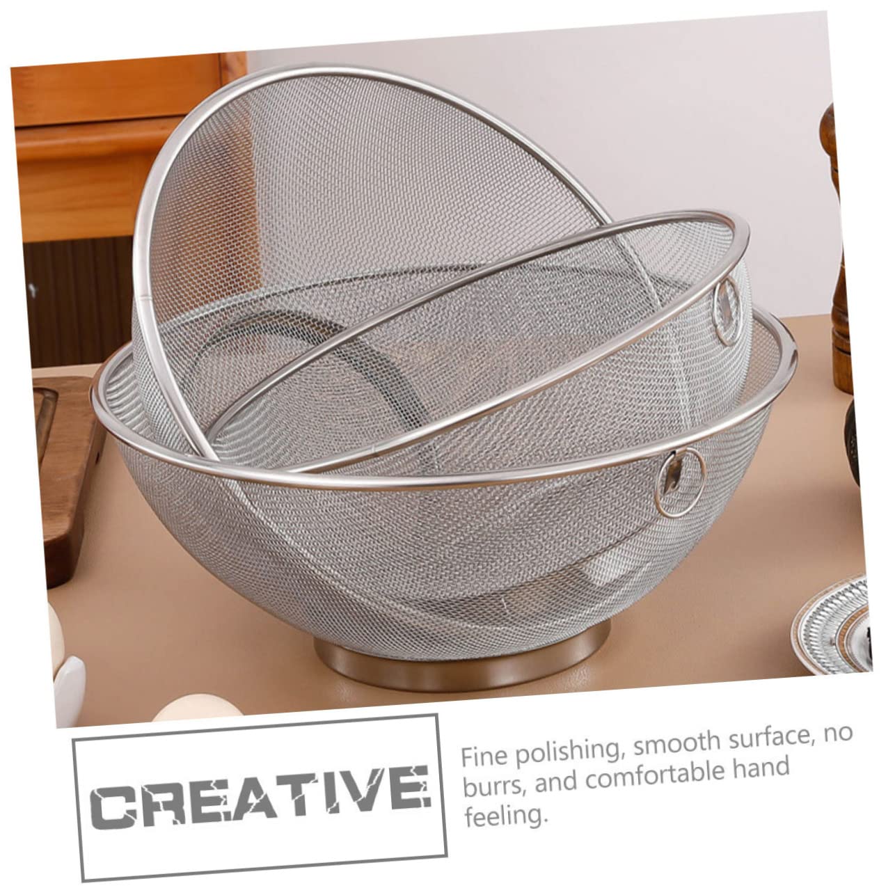 OUNONA 2piezas Colador De Cocina De Acero Inoxidable Diseño De Malla Fina Escurridor Para Verduras y Arroz Resistente y Duradero Fácil De Limpiar y Usar Casa o Camping