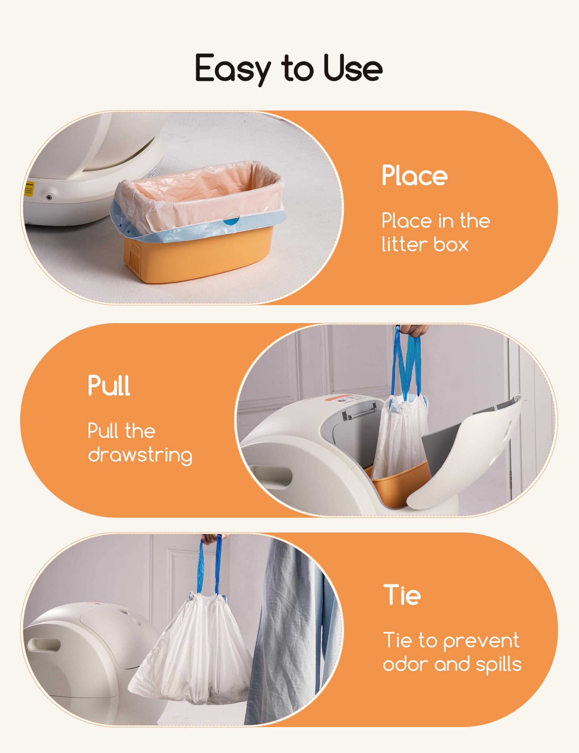 MeoWant MeoWant MW-SC01/MW-SC02 - Bolsas de basura resistentes con cordón para cajas de basura automáticas MeoWant MW-SC01/MW-SC02, extragruesas a prueba de fugas, 6 rollos (20 bolsas/rollo)