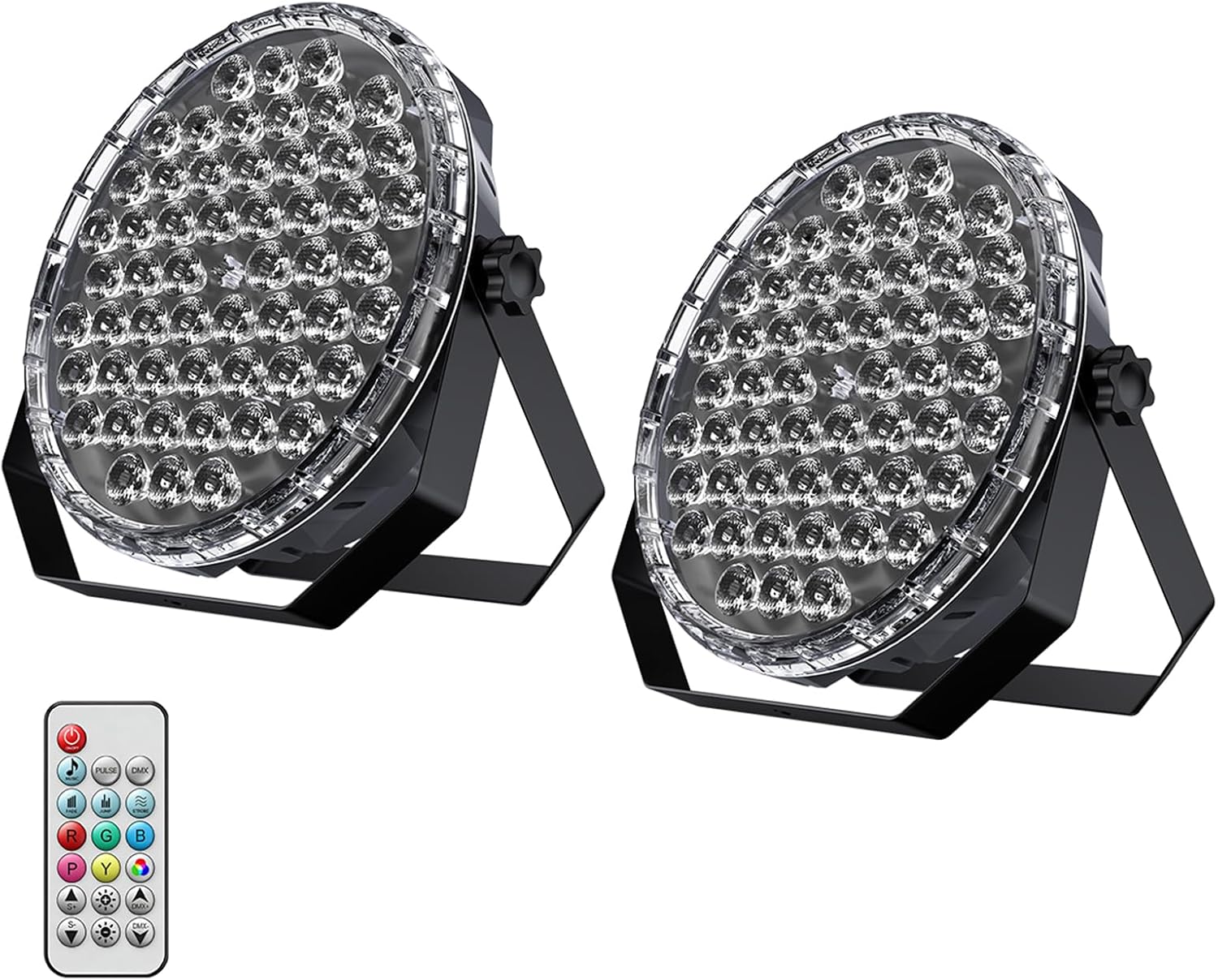 BETOPPER Ultra Slim DJ Par Light, 54x1W RGB LED Par Can with DMX512, Low Profile Stage & Uplighting Light, Remote & Sound Activated DJ Lights for Wedding Party Disco, 2 Pack