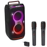 JBL PartyBox Club 120 Powerful Portable Bluetooth Party Speaker with Dynamic Light Show-Black with JBLPBWIRELESSMICAM Two Digital Wireless Microphones Designed for use with The PartyBox Speakers