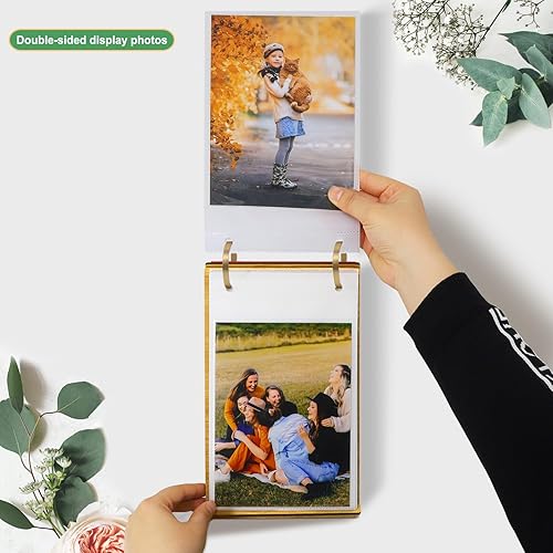 Miniatura 3 de Marcos de fotos de 5 x 7 pulgadas, álbum de fotos de madera, fotos de 5 x 7 pulgadas, en soporte, pantalla vertical para mesa, con 60 bolsillos de