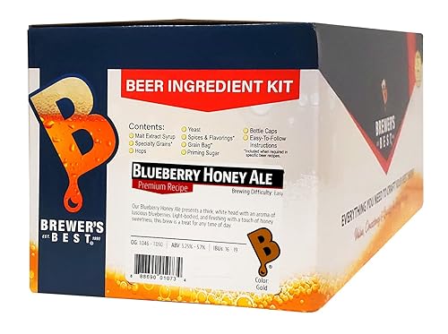 Brewer's Best - 1073 - Kit de ingredientes de cerveza casera (5 galones), (miel de arándanos Ale) Dorado