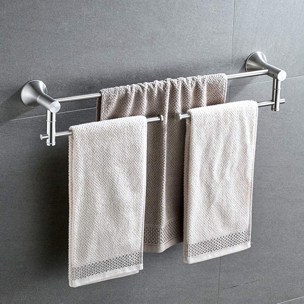 Porte-serviettes double pôle en acier inoxydable mat 61cm pour salle de bain