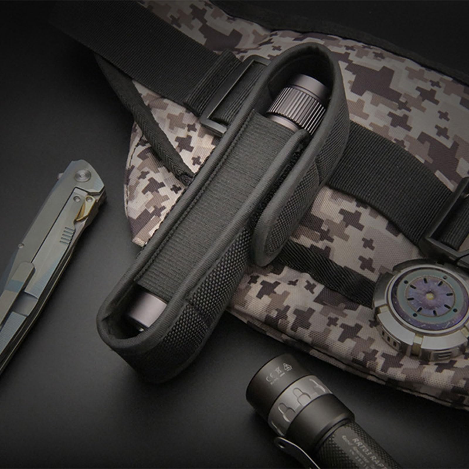 Pochette De Protection Pour Lampe De Poche LED 5 Pouces - Nylon Imperméable - Ouverture élastique - À Accrocher à La Ceinture