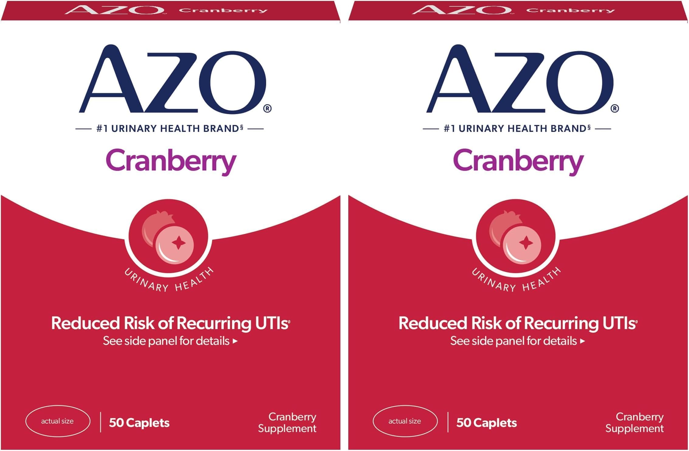 AZO Cranberry Pills for Urinary Tract Health for Women and Men, Adult Cranberry Supplement, Sugar-Free, Non-GMO, 50 Count (Pack of 2)