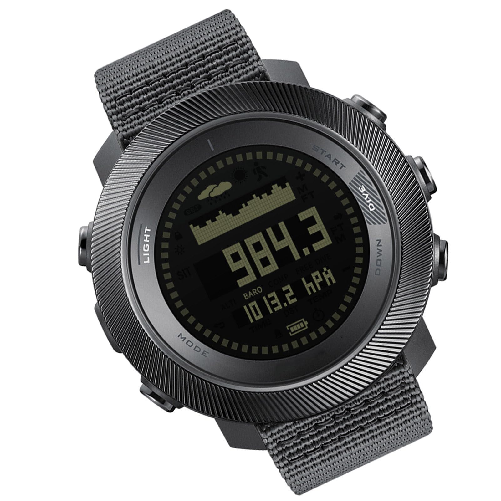mingzhe Reloj de Buceo Al Aire, Reloj Deportivo Digital con Retroiluminación LED, Brújula, Barómetro, Termómetro, Altímetro, Cronómetro, Temporizador de Cuenta Atrás, Contad