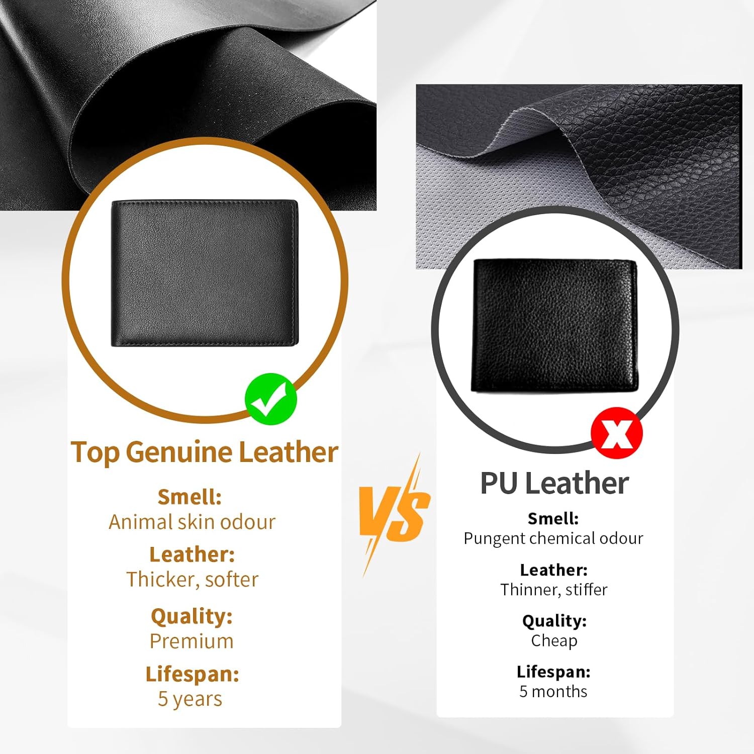 Genuine Leather Slim Wallet for Men, Thin RFID Blocking Bifold Mens Wallet Front Pocket with ID Window, 7-9 Credit Card Slots (Black) - Image 4