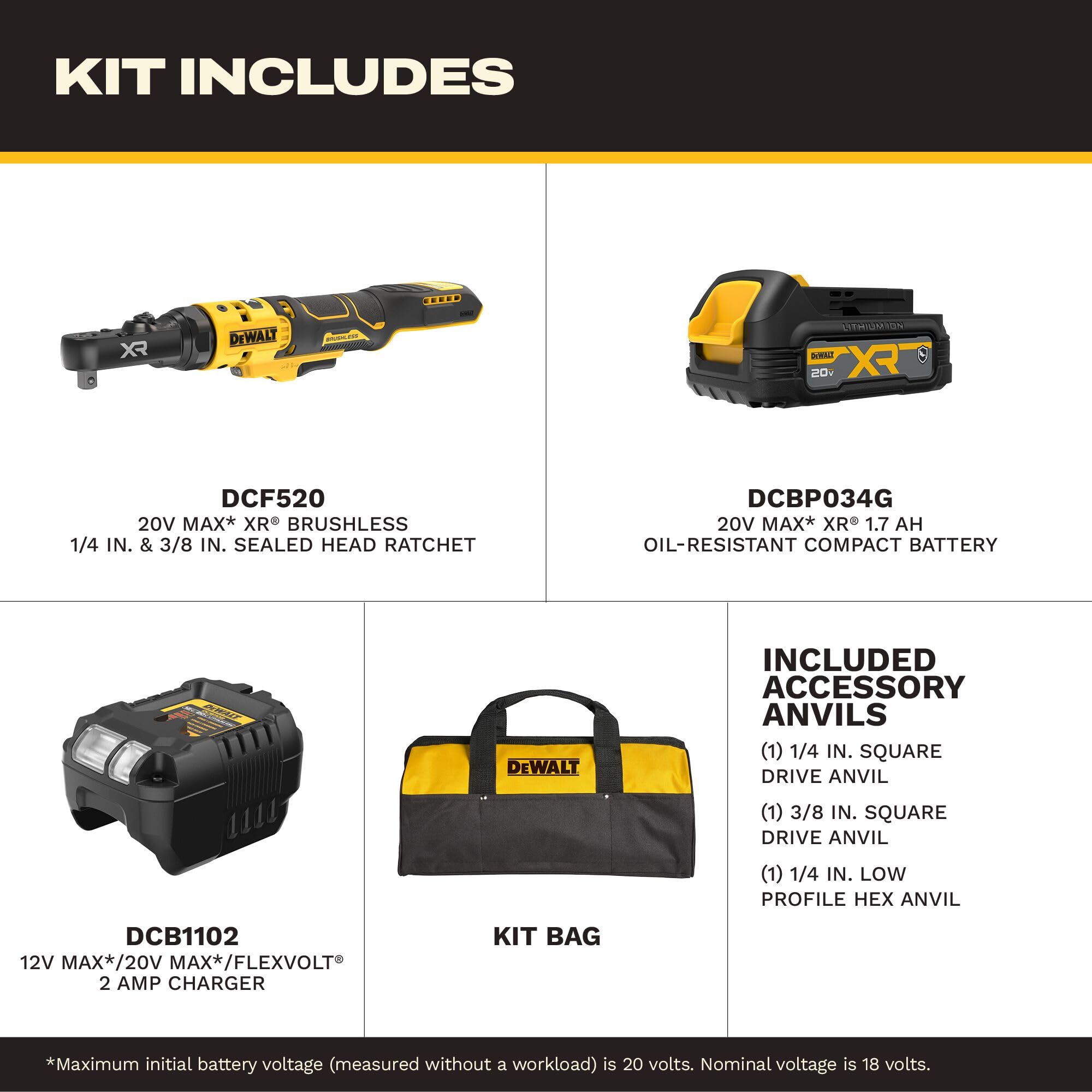 DEWALT 20V Brushless Ratchet Kit - Powerful & Versatile -2 DEWALT 20V Brushless Ratchet Kit - Powerful & Versatile -2