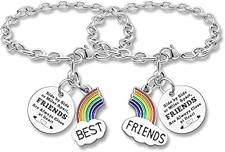 Bestie Bracelet for 2 Matching Bracelet Gift for Women Girl Friendship Gift for Best Friend BFF Soul Sister Gift from Sister Long Distance Gift Birthday Gift 2pcs Stainless Steel Chain Bracelet