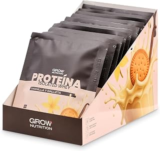 Grow Wellness Proteína Aislada Vainilla y Galleta 10 x 35g | Whey isolate, Ingredientes premium, Alto contenido proteico, Disolución fácil