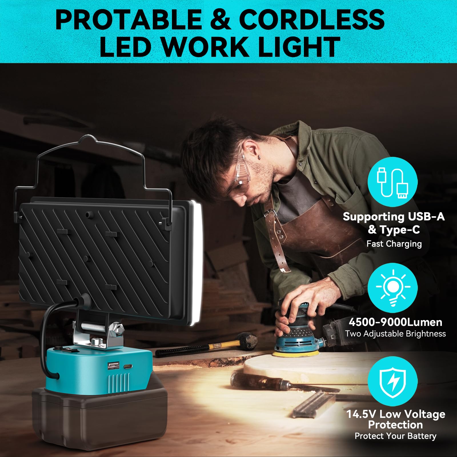 60-90W Für Makita Li-ion Akku LED Arbeitsleuchte 18V - Foto 4