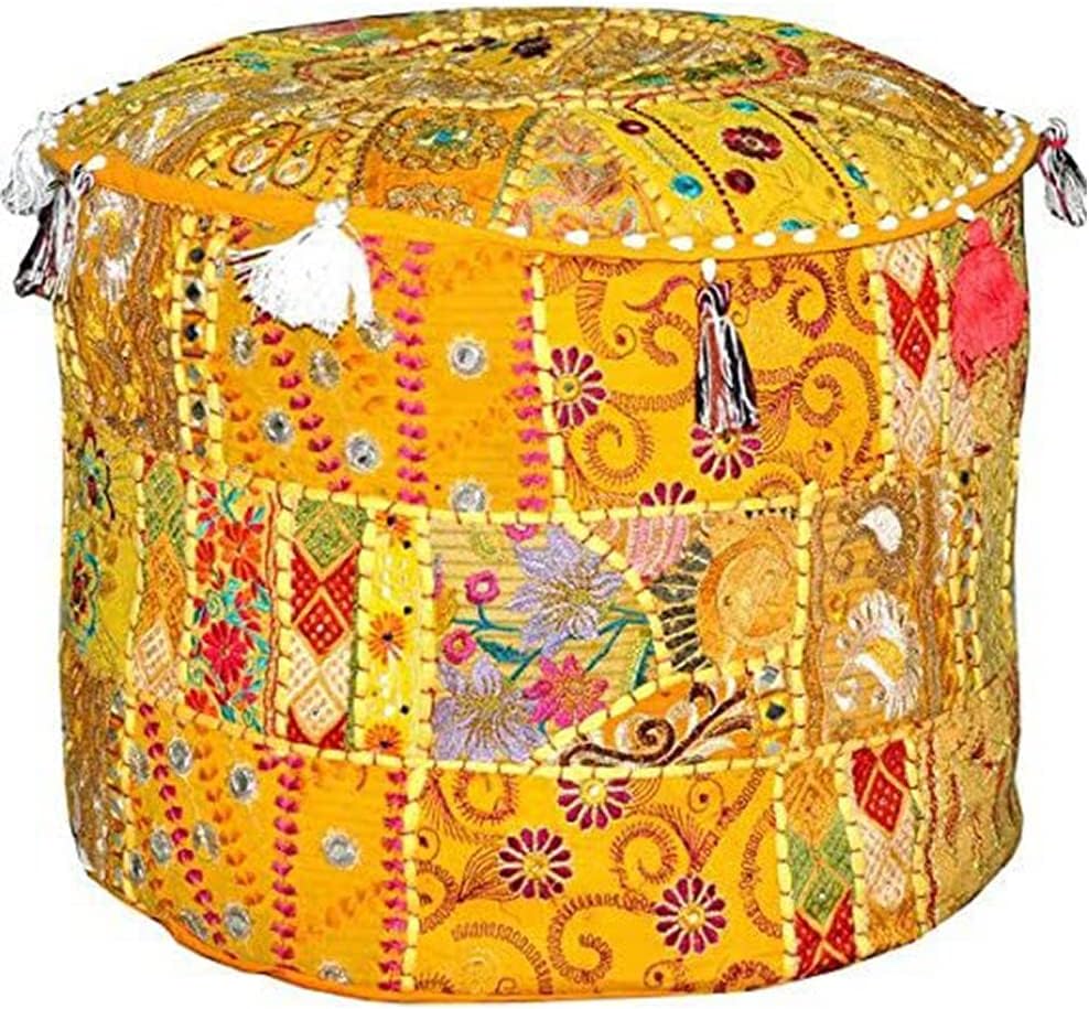 Aakriti Gallery Indian Pouf Footstool Ethnic Embroidered