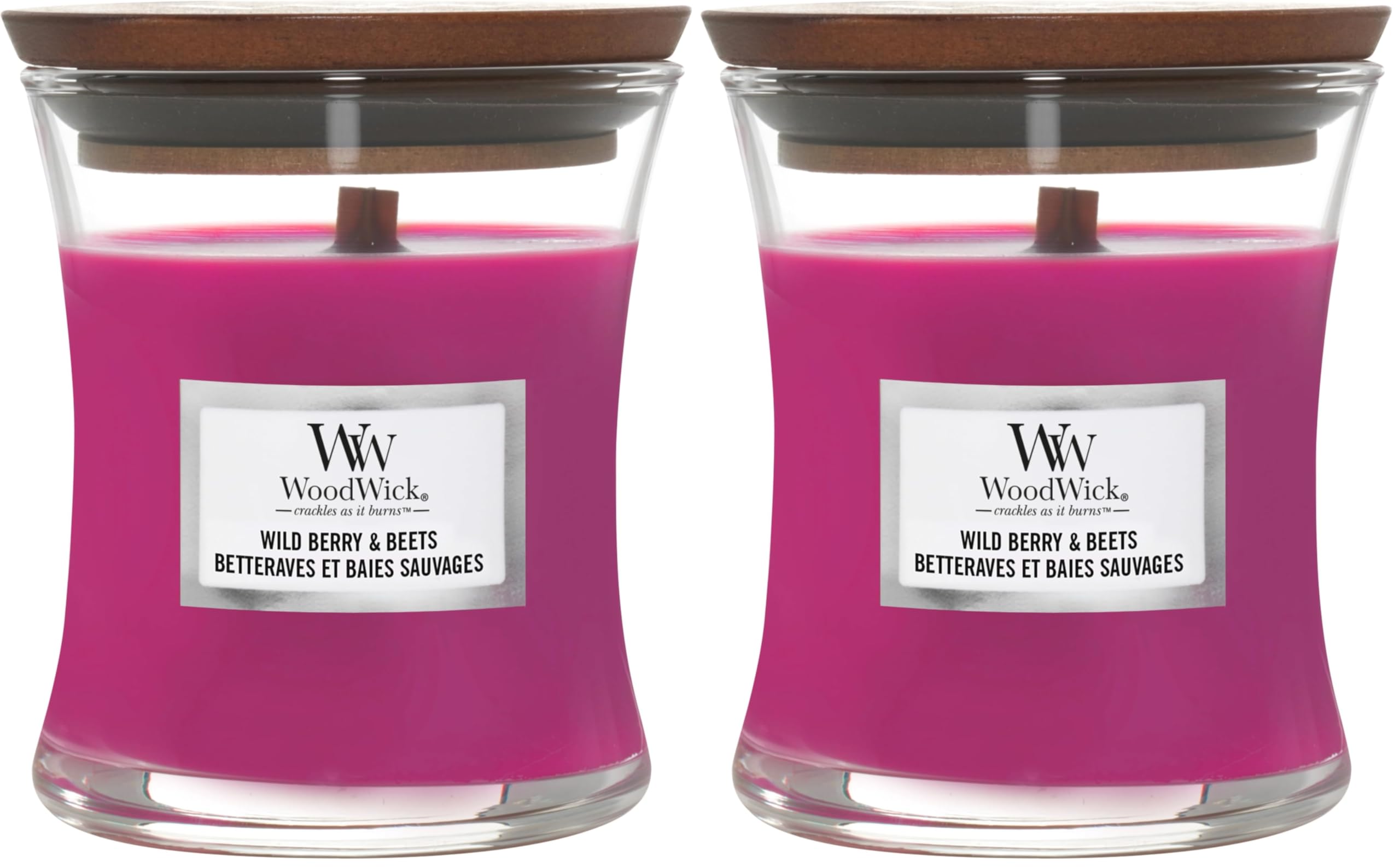 Jarre parfumée moyenne WoodWick mèche en bois crépitante parfum intérieur maison, lot de 2