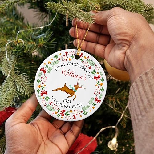 Miniatura 2 de Adorno de reno de primera Navidad como abuelos, adorno de cerámica personalizado para abuelos, primer adorno de abuela y abuelo, regalos de Navidad