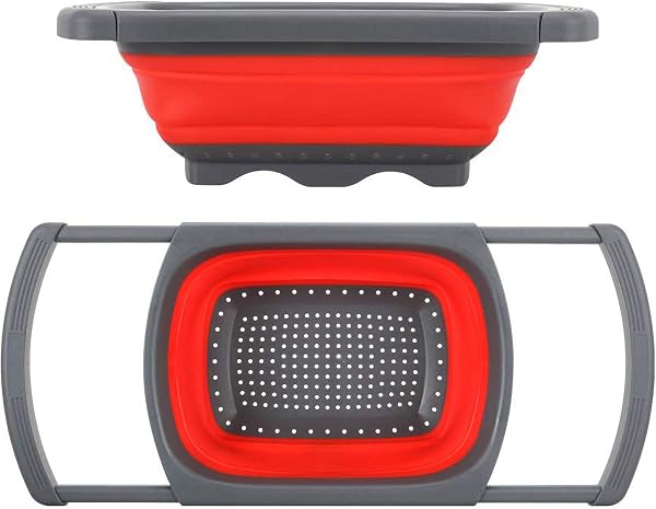 Itian passoire pliable silicone noir et rouge