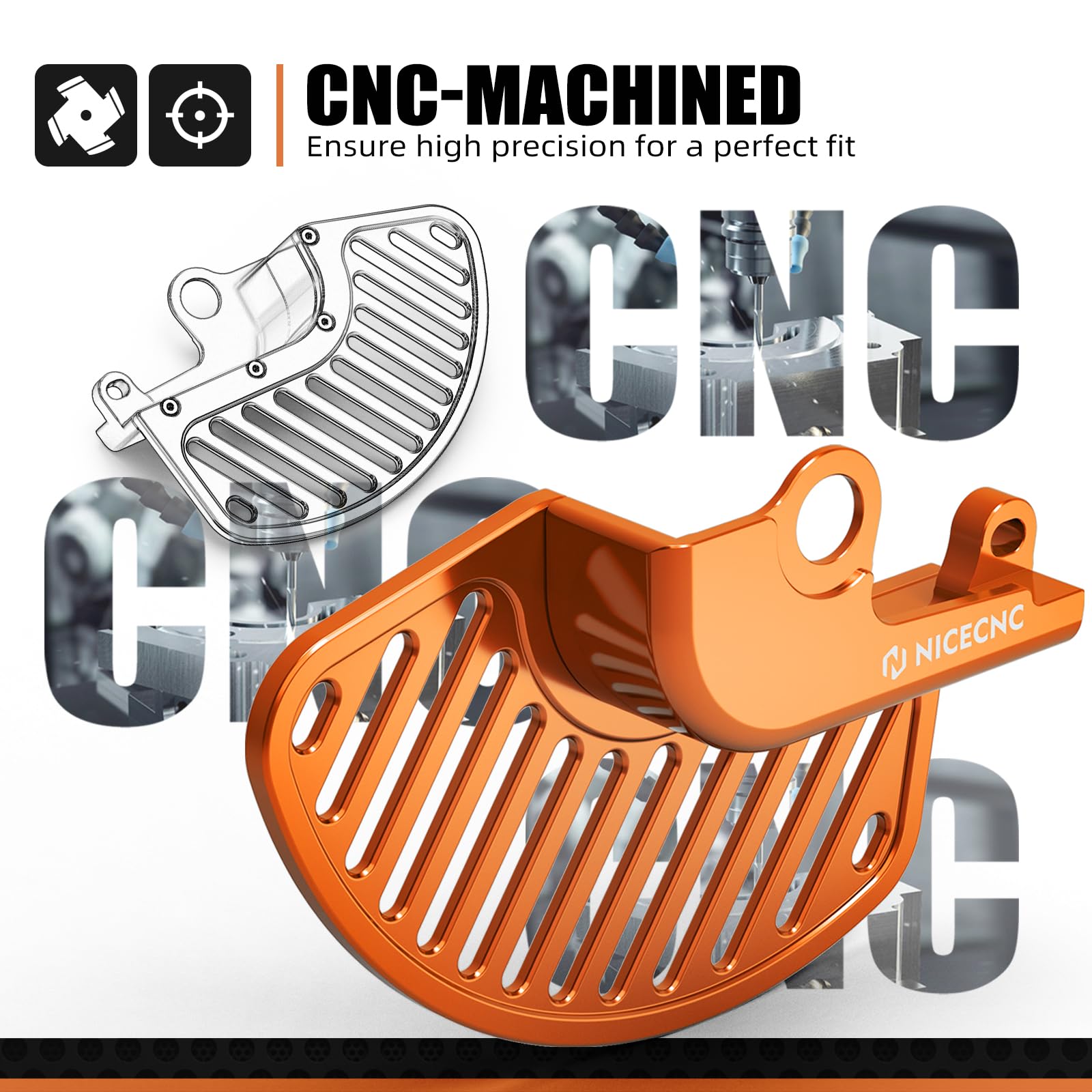 NICECNC Cubierta protectora de disco de rotor de freno delantero naranja compatible con KTM 300 EXC TPI 2019-2023 250 EXC-F 2017-2024 500 EXC-F 2016-2022 2024 125 XC 2021-2024 Ver ajuste