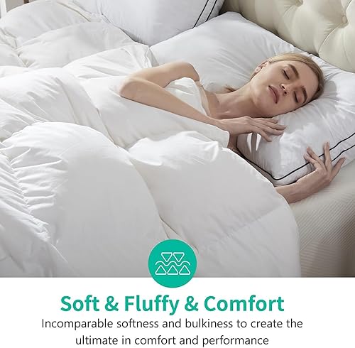 Miniatura 3 de APSMILE - Edredón de plumón, grueso para clima invernal y personas friolentas, ultra suave, algodón 100% orgánico, blanco, King, de 106 x 90 pulgadas