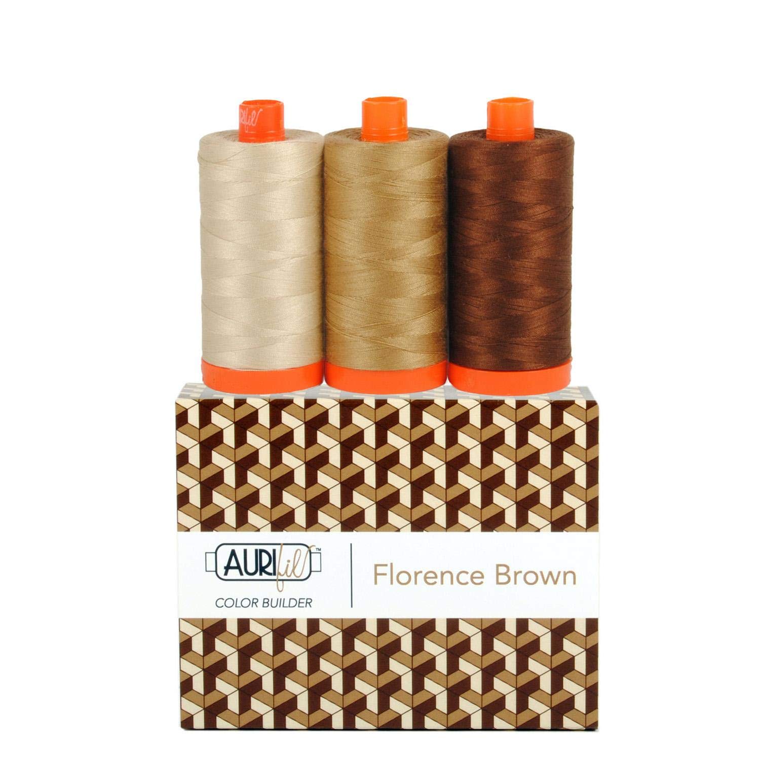 Aurifil Thread AC50CP3-009 CB FlorencBrown (Pack of 3), Assorted Browns, 50wt