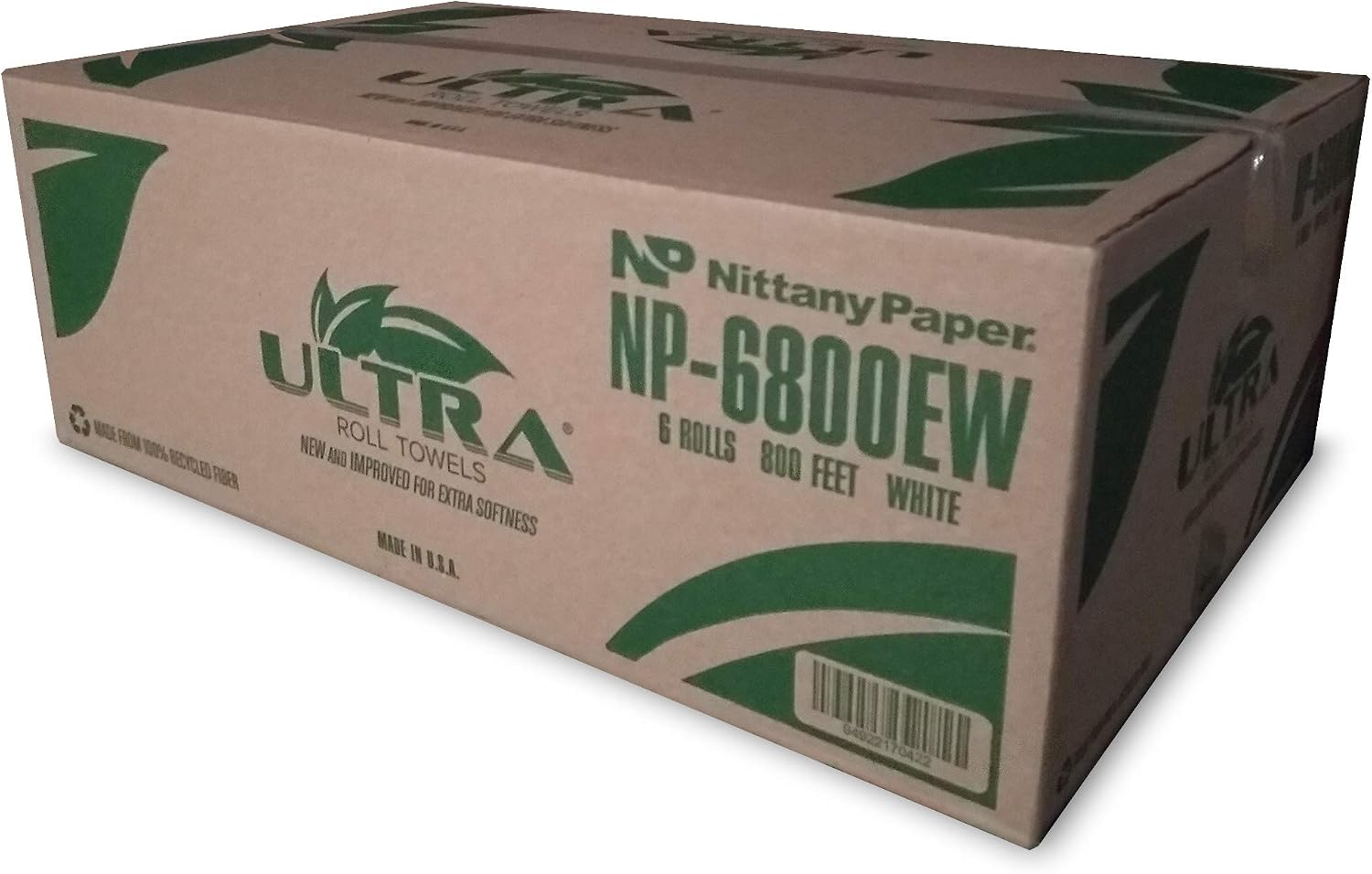 Ultra White Roll Towels - 6 Rolls • 800ft Per Roll • Recycled • Made in USA