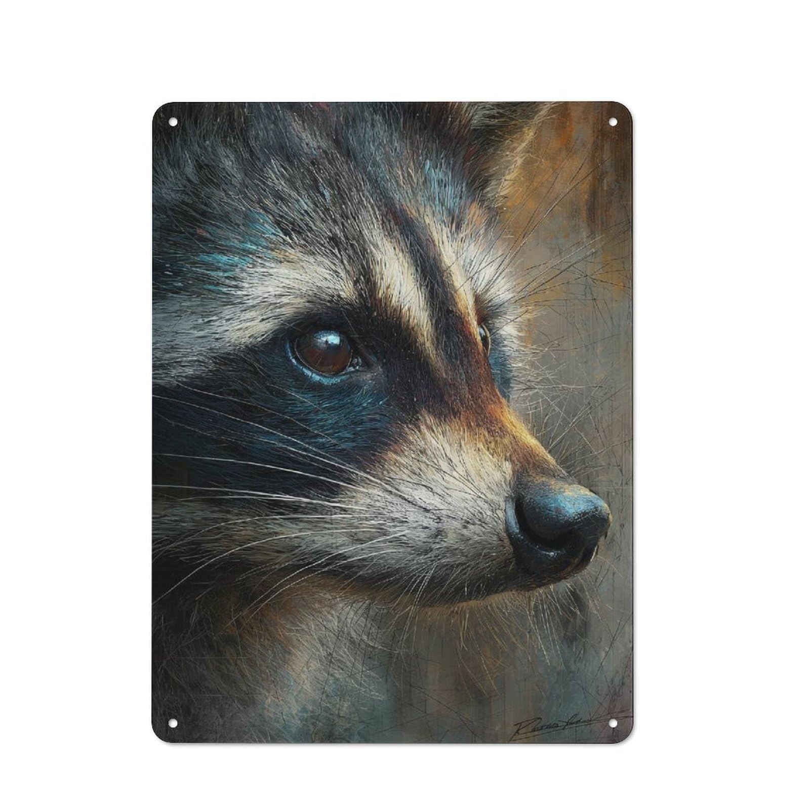 Garden Style Raccoon's Gaze Tin Sign 40x30cm, Porch Wall Decor for Patio Bar, Workshop, Shed Or Kitchen