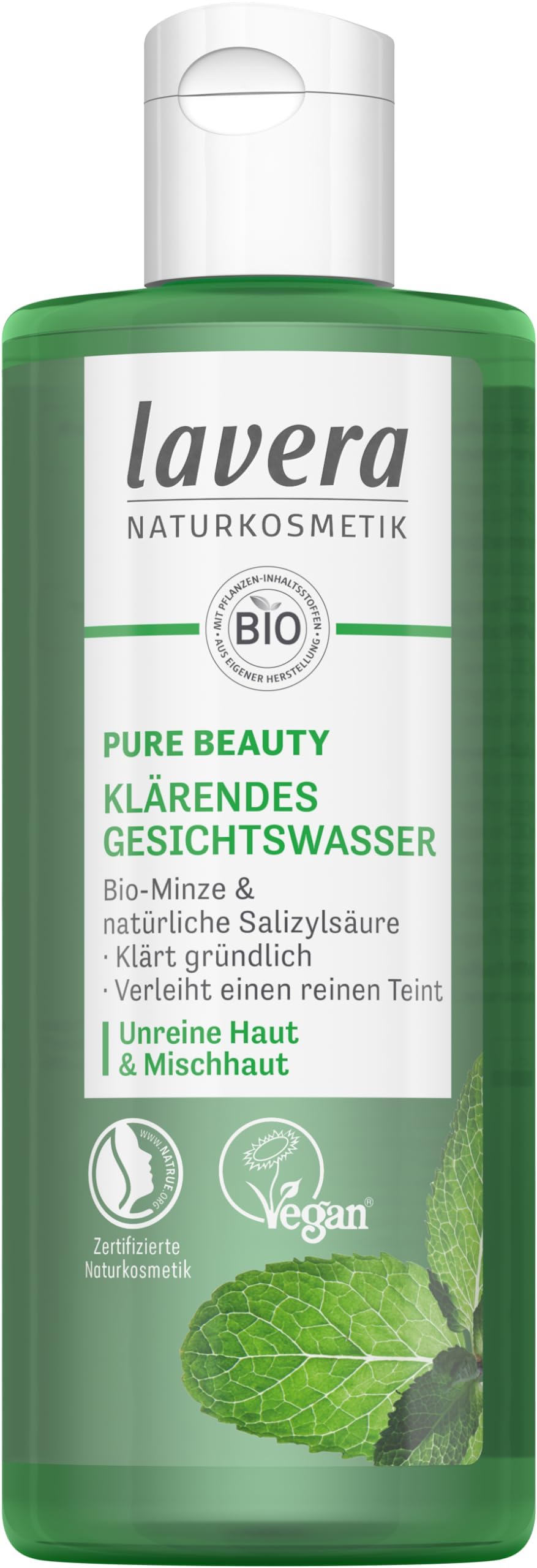 lavera PURE BEAUTY - Klärendes Gesichtswasser für ein geklärtes Hautgefühl - porentiefe Reinigung - Naturkosmetik vegan - 200ml, transparent