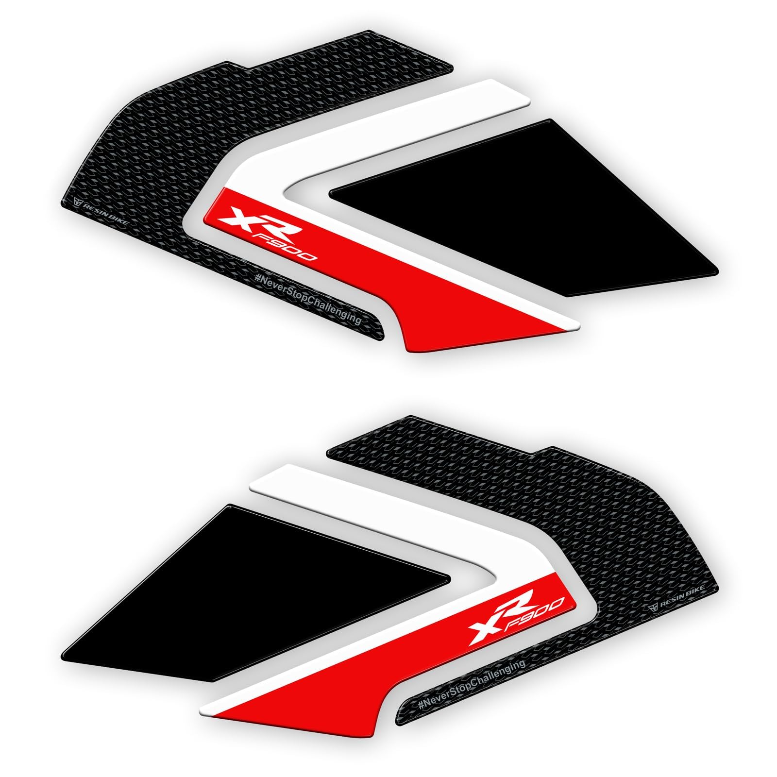 Resin Bike Adhesivos de Moto Compatibles con BMW F 900 XR 2023-2026. Protección Latérales del Tanque de Choques y Arañazos de Moto. Par de Pegatinas 3D Resinadas Made in Italy